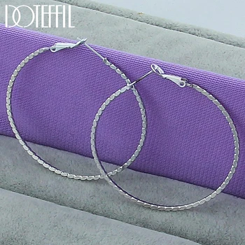 

DOTEFFIL 925 Sterling Silver Round Big 50mm Hoop Earrings For Woman Wedding Engagement Party Fashion Charm Jewelry