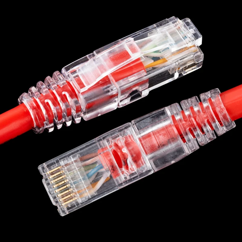 100 шт. Cat6 RJ45 разъем UTP кабель адаптер для интернета 8P8C сети CAT 6 Модульные вилки с 6,5 мм RJ45 шапки