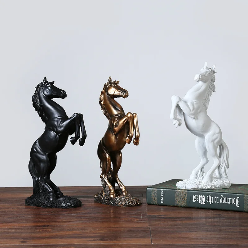 

Nordic Style Resin Horse Statue Living Room Office Desktop Figurines Decoration For Good Luck Resin Art Sculpture Home Decor