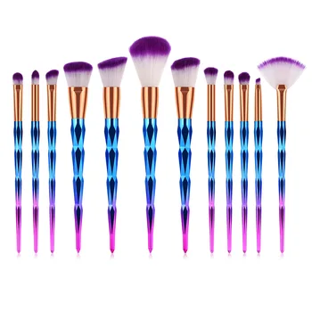 

12Pcs Diamond Makeup Brushes Set Blusher Concealer Eye Brush Kit Cosmetic Beauty Fan Powder Foundation Eyeshadow Make Up Brush