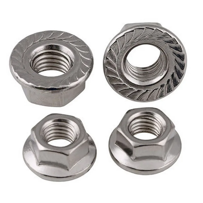 Stainless Steel M6x1.0 Serrated Hex Flange Lock Nut 10 PCS 