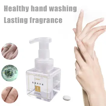 

Portable Hand Soap Set 10pcs Aloe Soap Foam Clean Effervescent Tablets with 110g Hand Sanitizer Foam Pressure Bottle