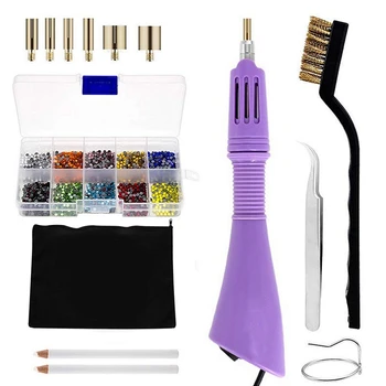 

DIY Hot Fix Rhinestone Applicator Wand Setter Tool Kit with 7 Different Sizes Tips,Brush Cleaning Tweezers Kit and 2 PCS Hot-Fix