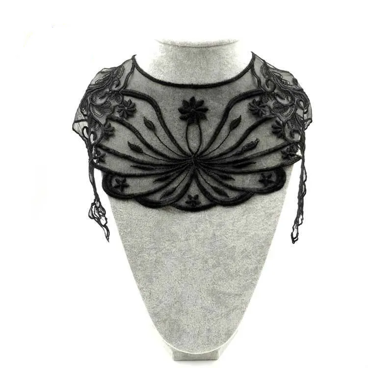 

Beautiful Tulle Black Embroidered Mesh Lace Collar Flower Trim Dress Guipure Applique Sewing Accessories Clothing Scrapbooking