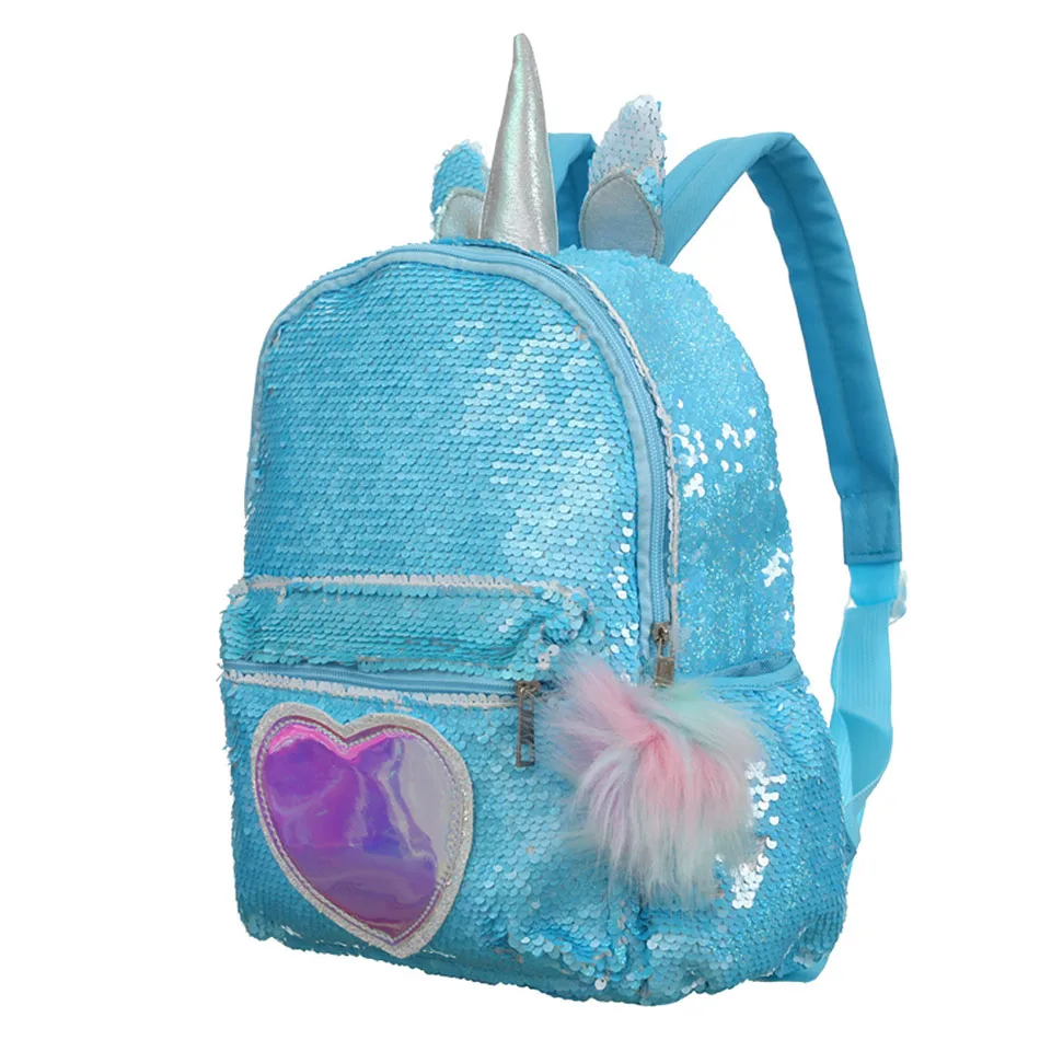 Mochila de unicórnio com lantejoulas 3 argolas,