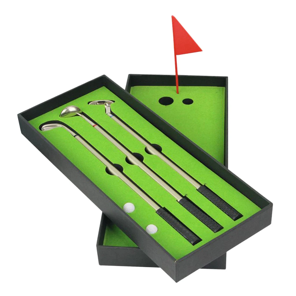 Креативный экологичный мини настольный набор шариковых ручек для гольф-клуба с коробкой модель гольф-клуба подарок для любителей гольфа