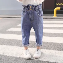 Г., рубашка для девочек весенняя одежда стиль, зауженные детские джинсы в Корейском стиле весенне-осенние длинные штаны для маленьких девочек