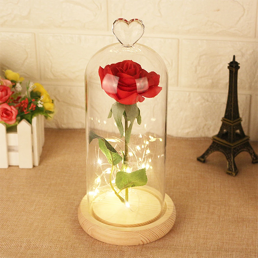 Glass Dome Bell Jar Cloche Display Jar With Wooden Base Dust Cover Home Decor Bedroom Desk Ornaments For Home Christmas Party 4