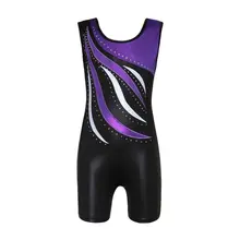 Girls ballet gymnastics suit sleeveless trousers radium highlights color matching body suit dance practice clothes