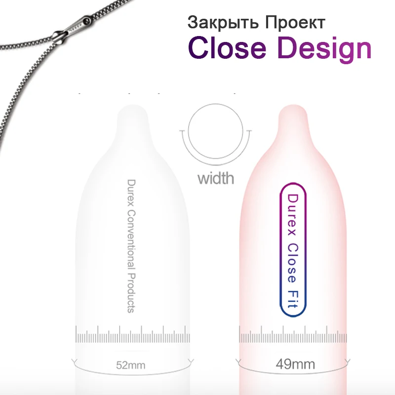 Durex Condoms Close Fit 49mm Condom Natural Latex Extra Lubricants Small Size Penis Sleeve Erotic Products Sex Toy for Men Shop 3