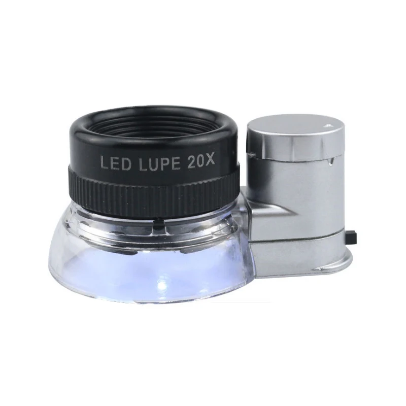 

Portable high-definition optical coating lens with 6LED light jewelry identification cylindrical magnifying glass 20X