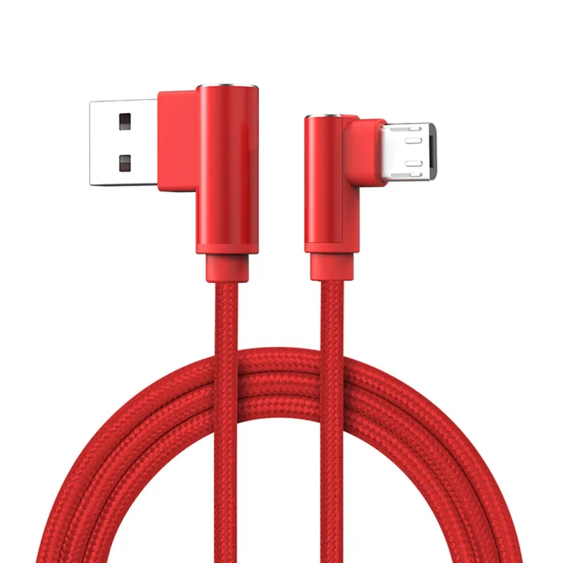 1 м USB кабель для синхронизации данных кабель для быстрой зарядки 90 градусов под прямым углом для Andorid телефонный кабель красный