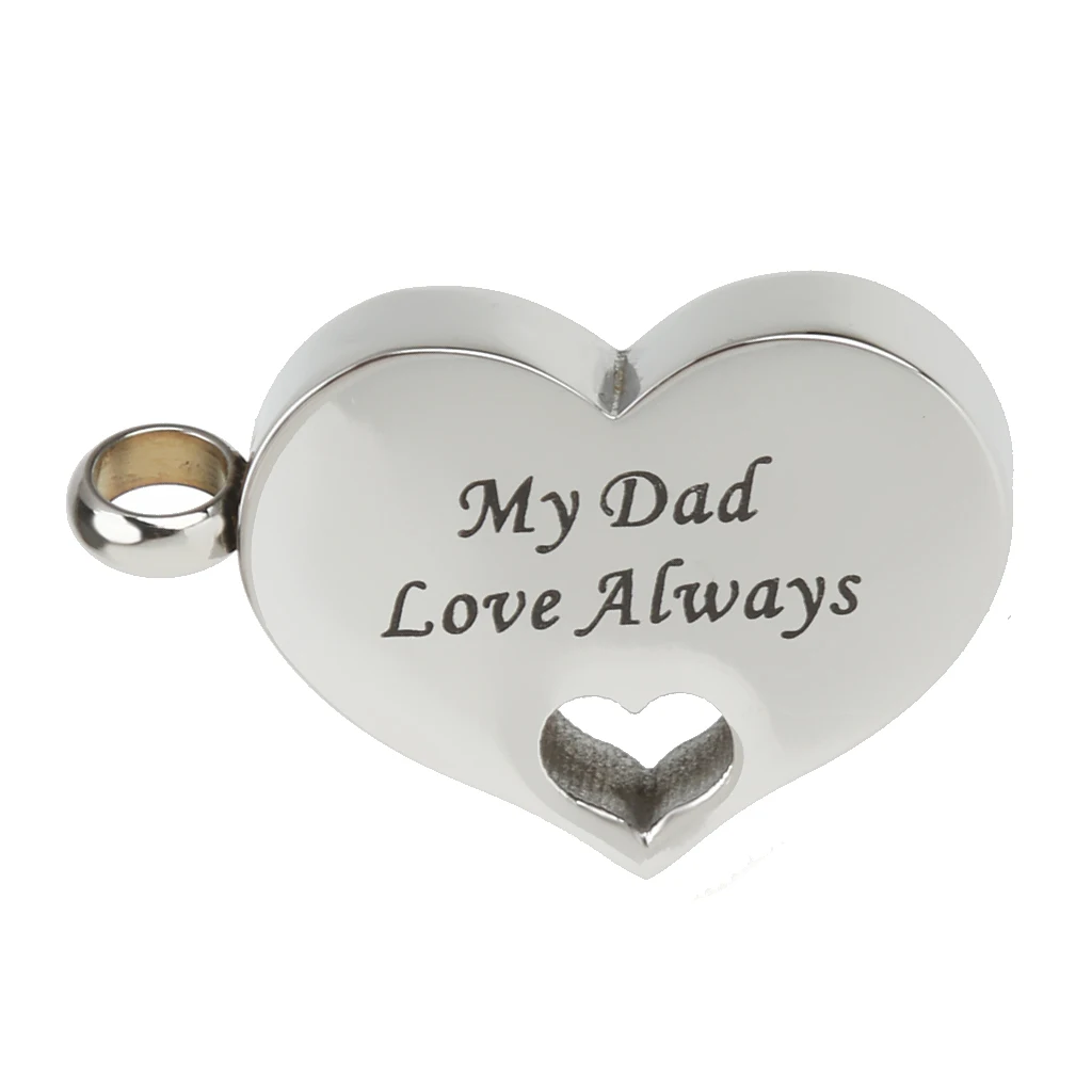 my dad love always Heart Shape Cremation Keepsake Memorial Ash Urn Pendant