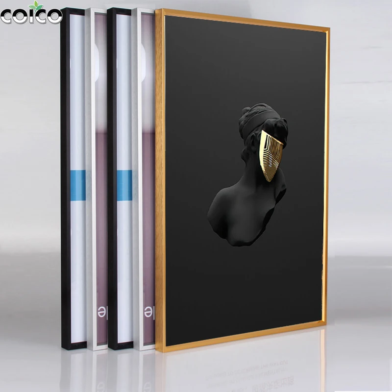 

Abstract Art Wall Canvas Painting with Frame Black Gold Skeleton Woman Hands Flowers Aesthetic Luxury Poster Home Decor Picture