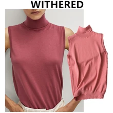 

Elmsk sweaters women autumn sweaters women pull femme england fashion office lady solid turtleneck silkpullovers tank tops