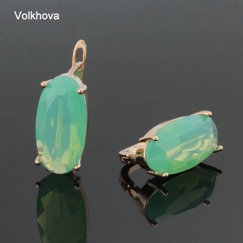 New Fashion Earrings Cubic Zircon Stud Earrings Oval Shape 585 Rose Gold Color Big Earrings for Women Accessories Party Jewelry