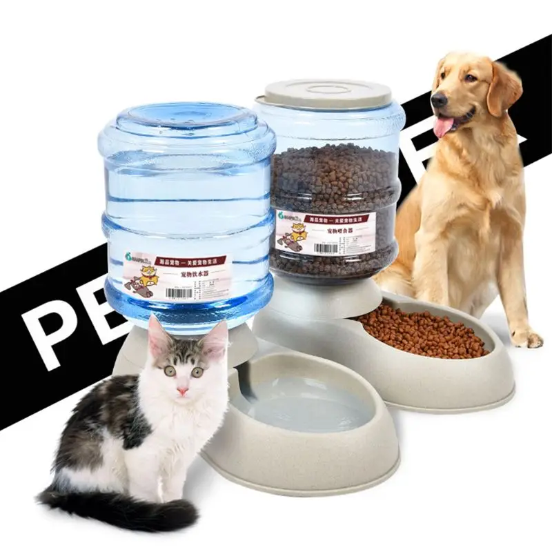 3 7l Large Capacity Plastic Cat Dog Automatic Feeder Waterer Pet