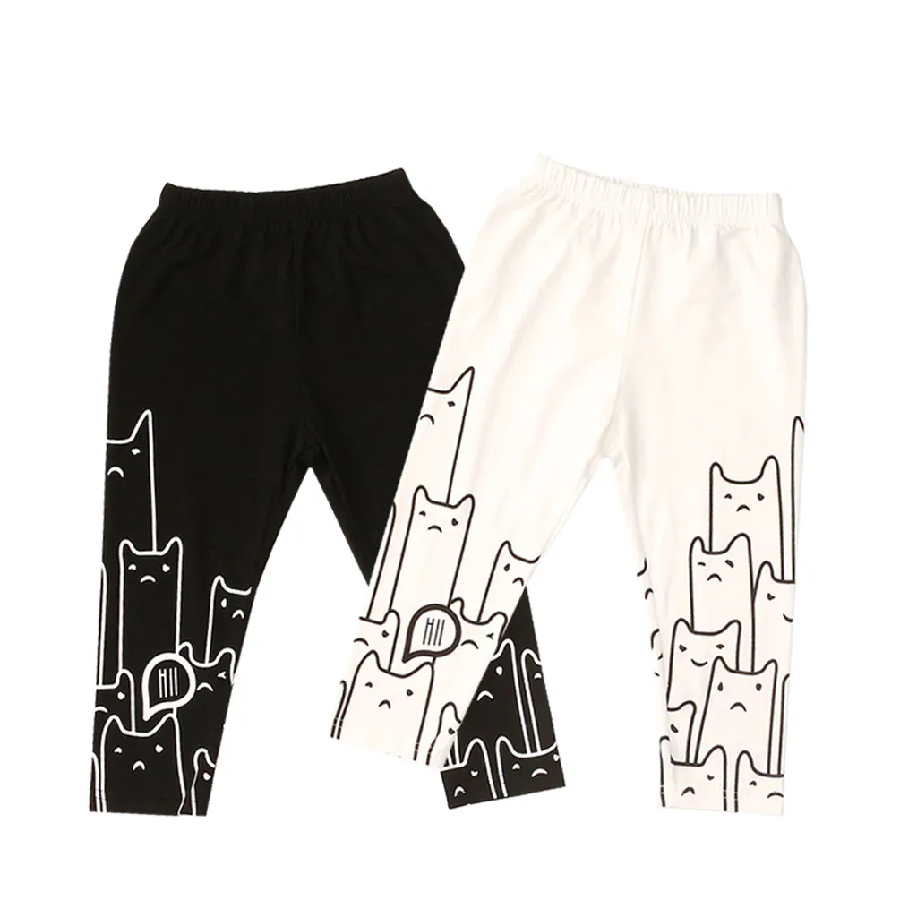 

Summer New Fashion Baby Children Kids Girl Casual Cartoon Cat Print Pants Elastic Waist Clothes Wholesale Free Ship Z5