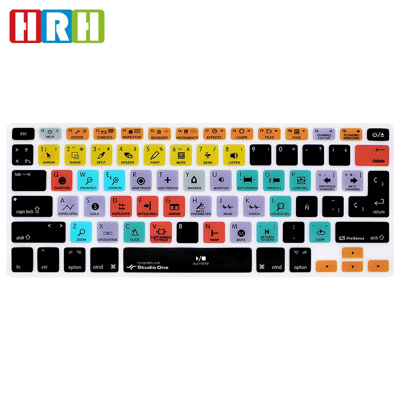 

HRH Studio One Spanish Hotkey Shortcuts Function Silicone Keyboard Cover Protector Skin For Mac Air Pro Retina 13"15"17" EU/US