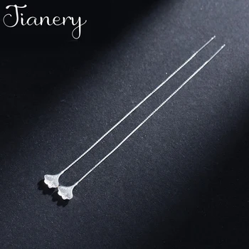 

JIANERY Real 925 Sterling Silver Ginkgo Biloba Leaf Earrings For Women Wedding Bijoux Statement Jewelry Brincos Pendientes