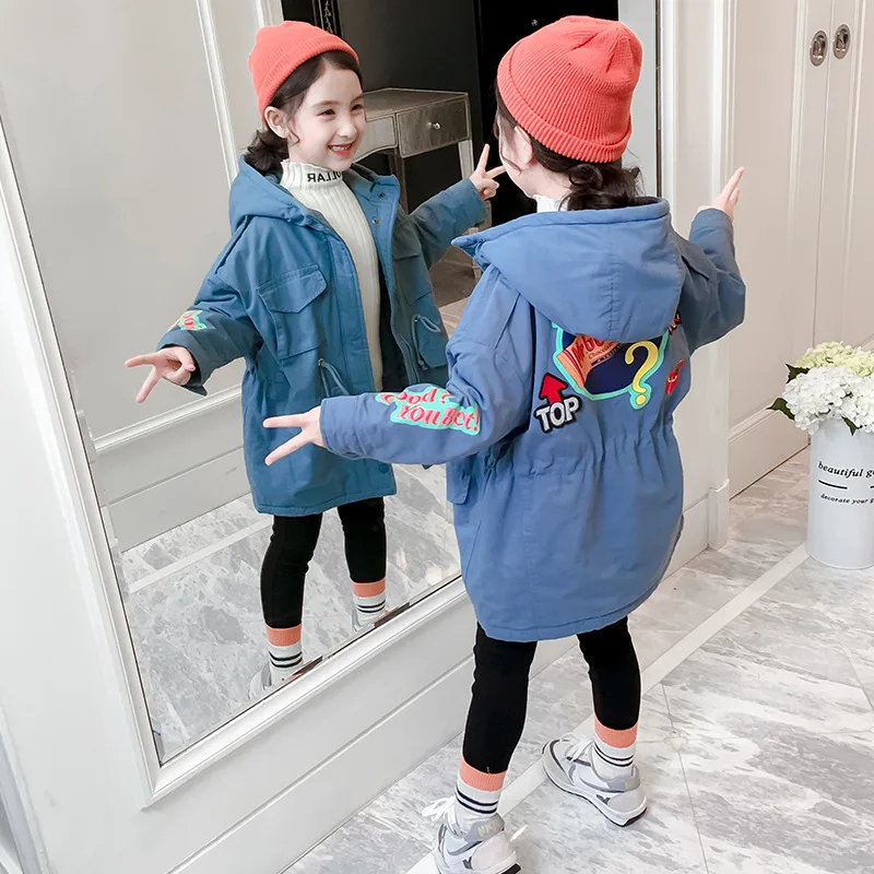 

Girls Padded Cotton Clothes Fall And Winter Clothes Western Style Thick Coat 2019 New Style Children Padded Mid-length Autumn Cl