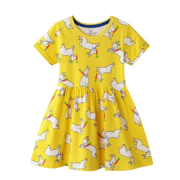 

Jumping Meters Animals Summer Princess Girls Dresses Bunny Print Baby Cotton Clothes New Arrival Children Tutu Dress Hot Selling