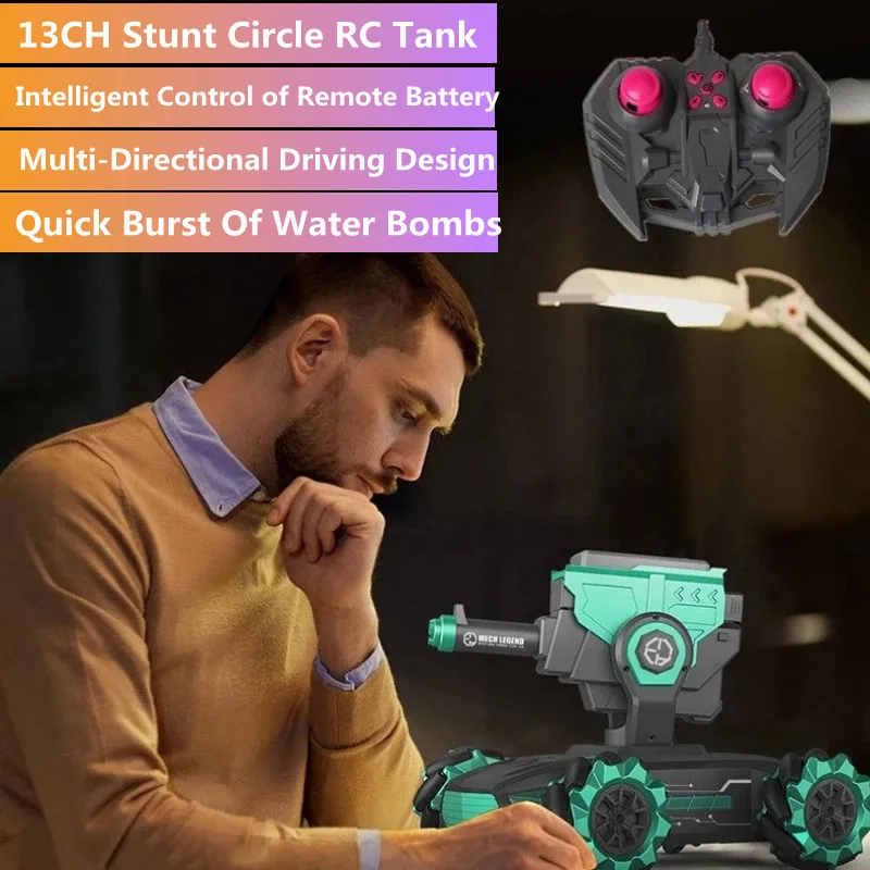 Remote Control Tank 13CH 2.4G Omnidirectional Drift Infrared Aiming Remove Magazine Water Bomb Strong Power MultiPlayer RC Toy 2