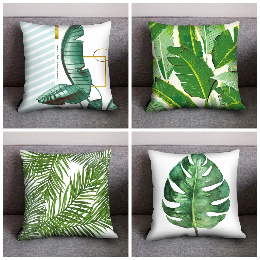 4Pcs/set Tropical Leaves Print Pillow Case Polyester Sofa Car Cushion Cover Home Decor Covers Decorative Pillows | Дом и сад