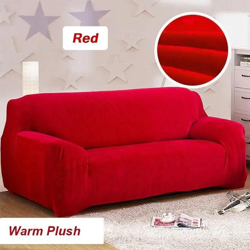 1-4 Seaters Thick Plush Recliner Sofa Covers Love Seat Retro Recliner Stretch Sofa Cover Set Soft Elastic Couch Slipcovers All-i - Цвет: Red