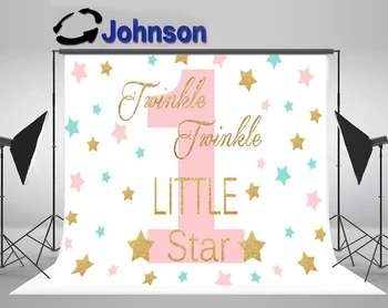 

Discount Happy Baby Birthday Gold Twinkle Twinkle Little Star background High quality Computer print party backdrop