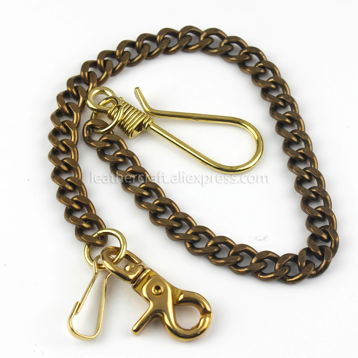 1 x Solid Brass Belt Hook Keychain Fob Clip Wallet Waist Chain With Lobster Snap Hook 19.3