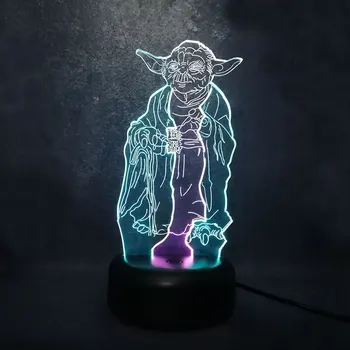 

3D Science Fiction Movie Star Wars Strong Role Master Yoda Lighting Night Light 7 Color Changing Illusion Home Decor Kid Gift