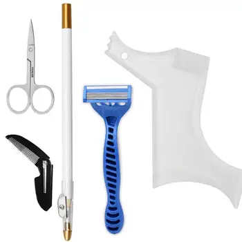

5pcs/set Beard Care Set Manual Shaver Scissors Stylus Pencil Sharpener Folding Comb