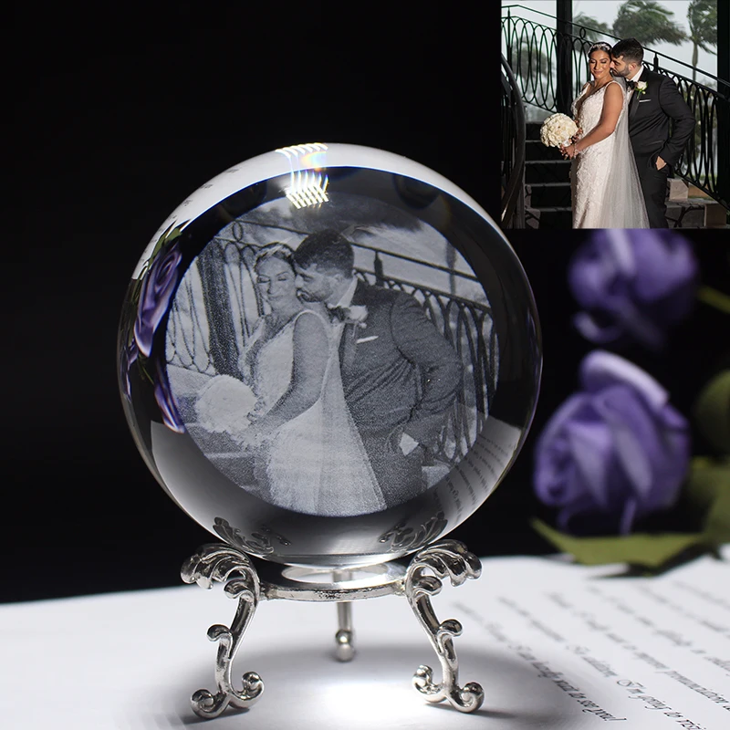 Custom Glass Photo Ball Personalized Crystal Sphere Lase Engraving Customized Globe Home Decoration Christmas Gift | Дом и сад