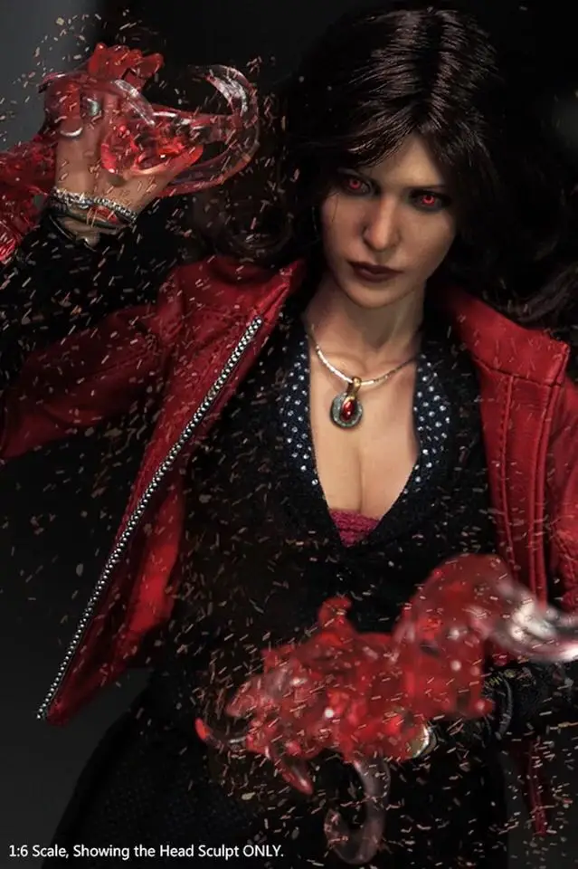 1/6 весы Елизабет Олсен голова Sculpt Scarlet Witch красные глаза Женская резьба по голове