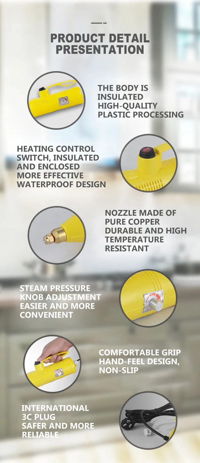 Description Picture 5 of item220V Electric Steaming Cleaner High Temperature And Pressure Steam Cleaner For Hood Air Conditioner Kitchen Tool Steaming Clean