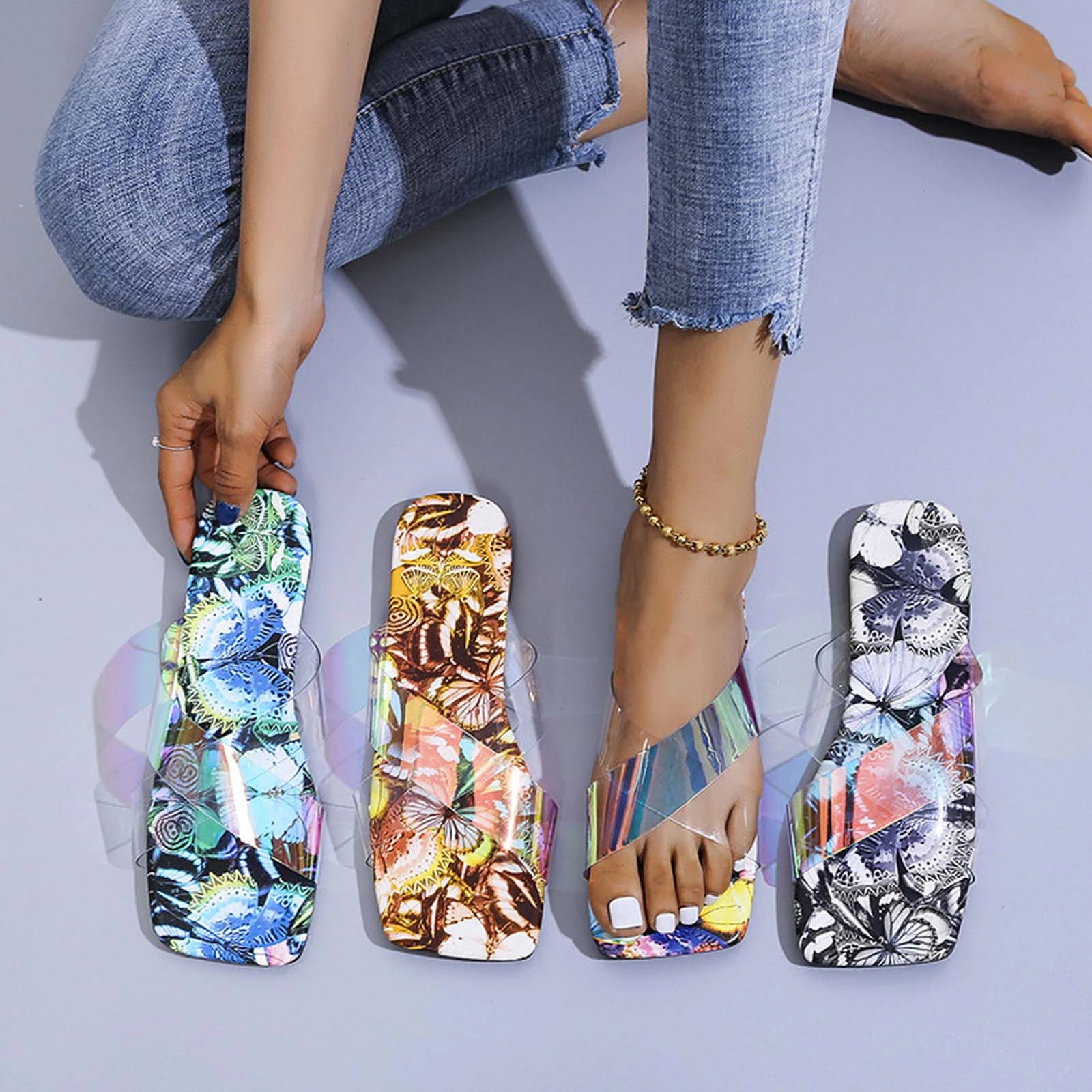 Sandalias con monedero para zapatos de playa para casa, zapatillas planas informales, chanclas de verano, 2021|Zapatillas| - AliExpress