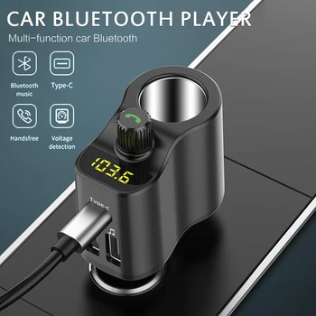 

Car Cigarette Lighte Dual USB Car Charger& MP3 Player Bluetooth5.0 Type-C FM Transmitter MP3 Player Automobile Car Accessories