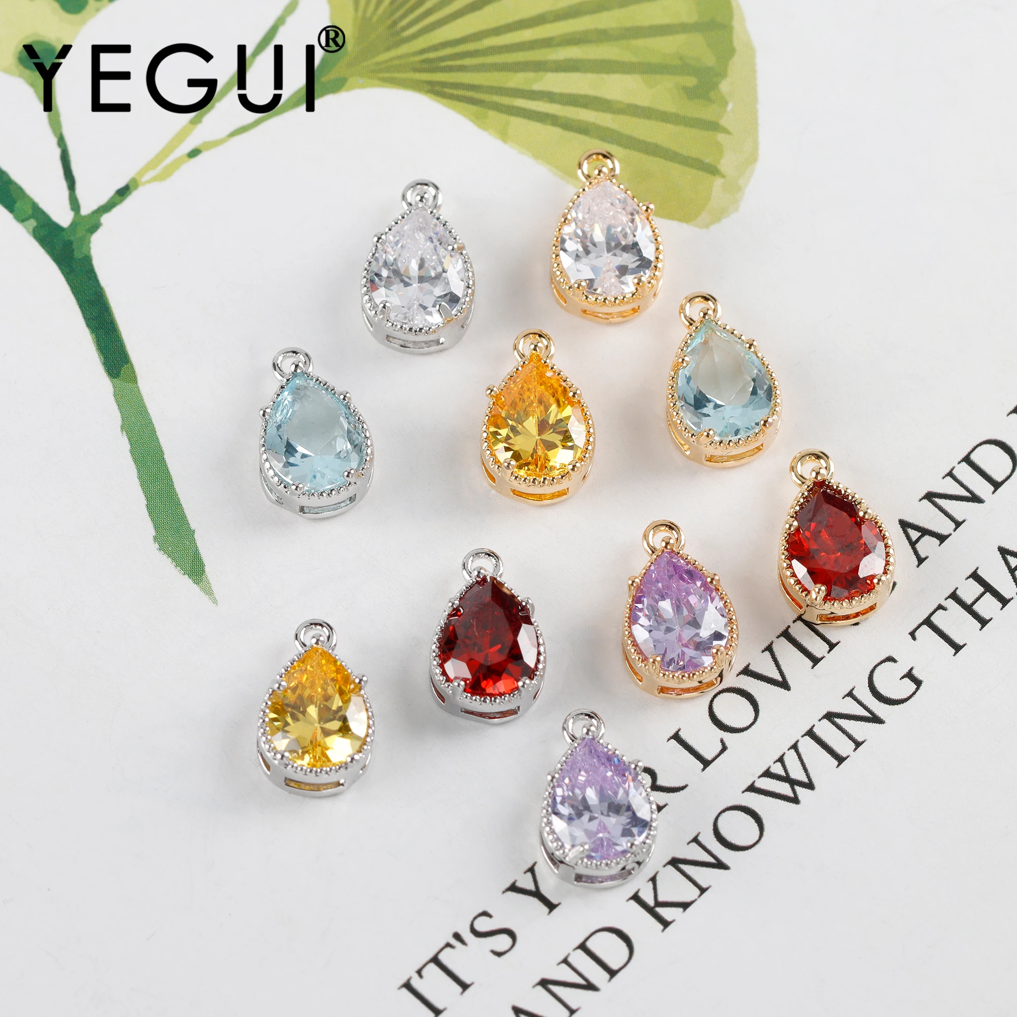 

YEGUI M998,jewelry accessories,18k gold plated,copper metal,rhodium plated,zircons,charms,diy earrings,jewelry making,10pcs/lot