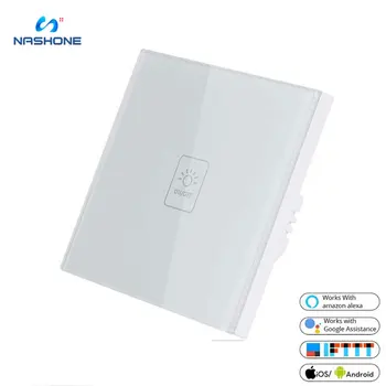 

RF Wifi Control Switch Remote 86mm White 1-Gang Single Live Wire US/EU Smart Switch Touch Switch Smart Home Work By Google Alexa