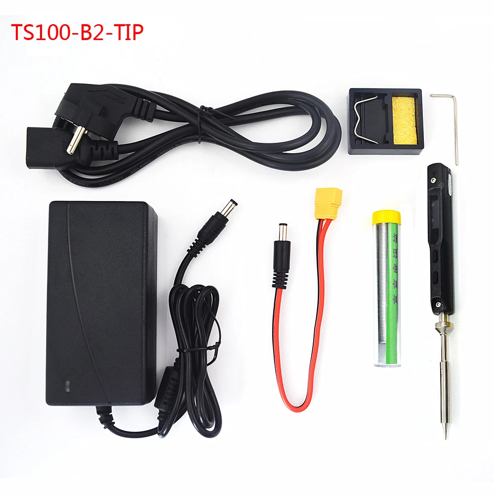TS100-B2 adapter TS100 65 Вт 240 В мини электрический утюжок набор инструментов цифровой OLED дисплей регулируемая температура и сварка источник питания - Цвет: TS100-B2 adapter