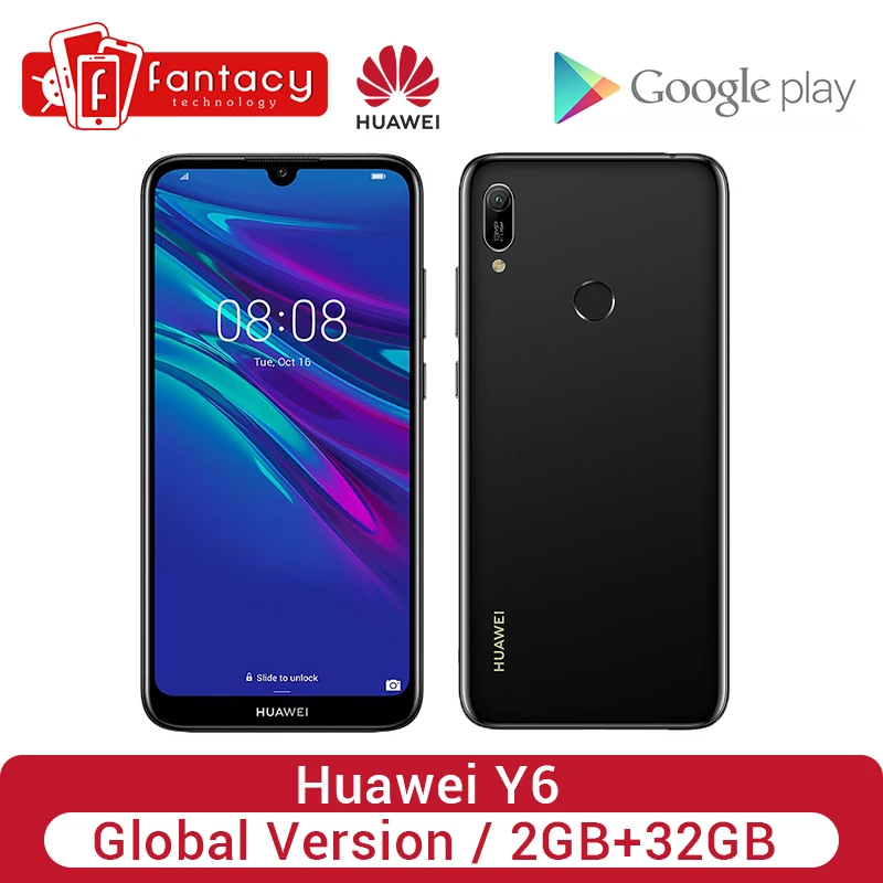 

Original Global Version HUAWEI Y6 2GB 32GB 2019 Smartphone 6.09" Display Quad Core Processor 13MP Fingerprint Recognition