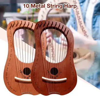 

Lyre Harp 10 Metal String Harp Mahogany Portable Small Harp With Durable Steel Strings Wood String Musical Instrument Harp