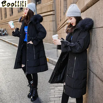 

Boollili Women's Down Jacket Long Puffer Winter Coat Women Korean Big Fur Collar Warm Doudoune Femme Hiver 2020