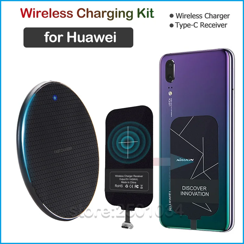 Qi Wireless Charging for Huawei P9 P10 P20 P30 P40 Lite Pro Plus P Smart Z Wireless Charger+USB Type C Receiver