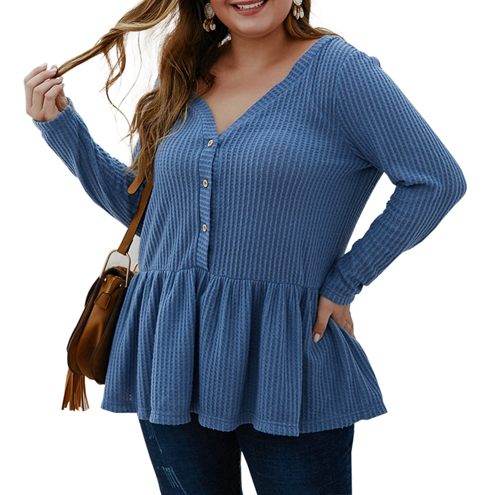 4XL Однотонный женский свитер большого размера с рюшами, вязаный свитер с v-образным вырезом, кардиган на пуговицах, mujer, Осенний Повседневный свитер damski D30