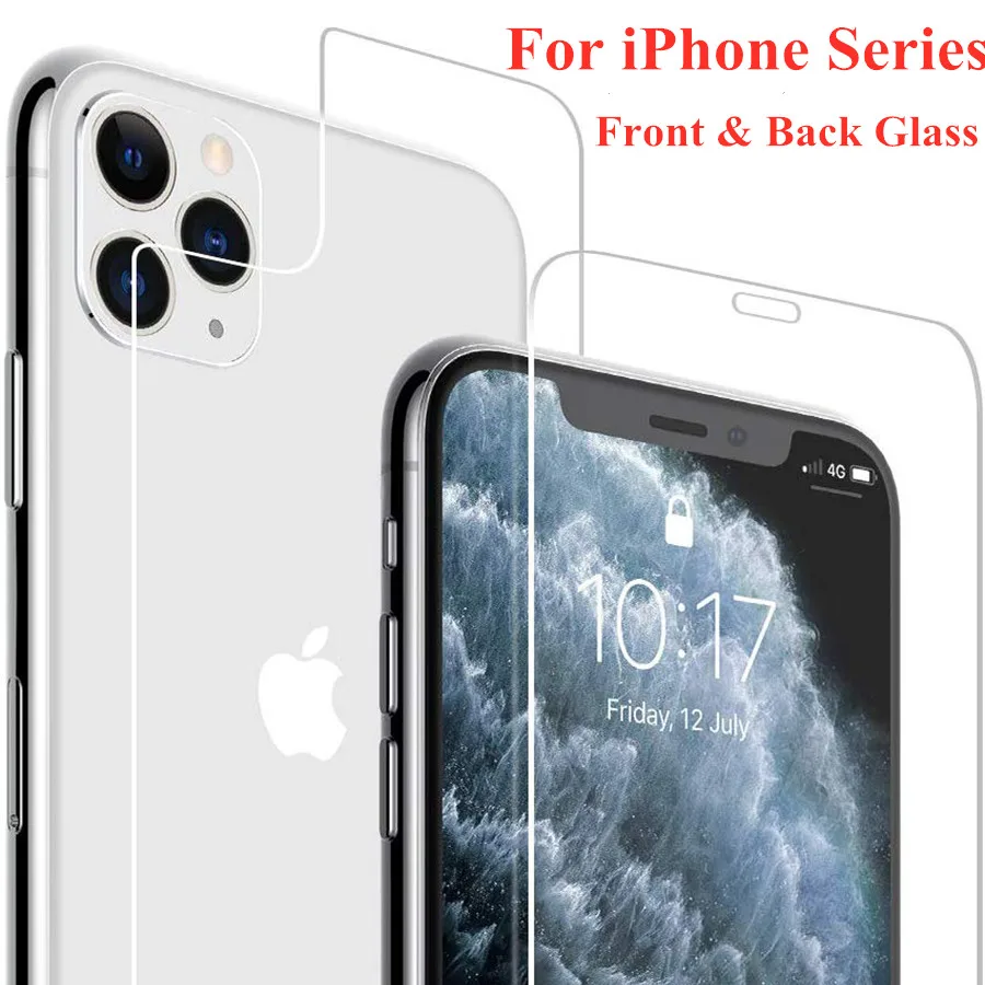 

Front + BacK Cover Tempered Glass For iPhone 11 X XS Max XR Phone Screen Protector Protective Film For iPhone X 11 Pro Max Glass