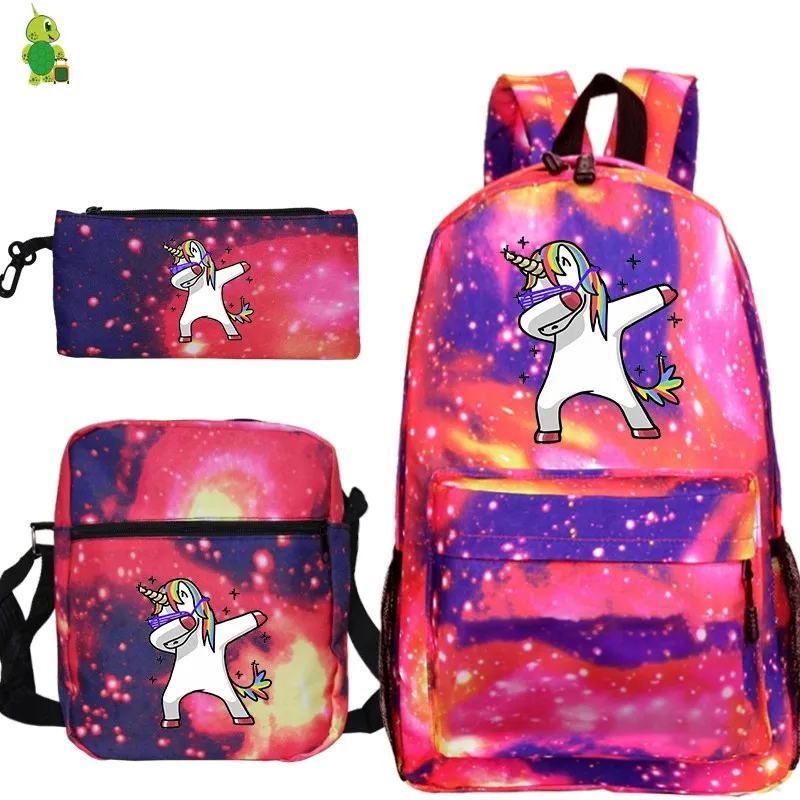 Рюкзак Mochila Funny Unicorn 3 шт./компл. школьные сумки для девочек и мальчиков дорожный