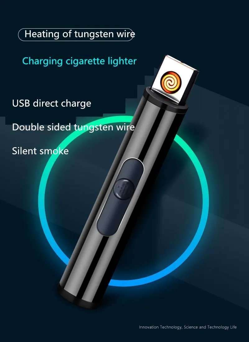 Ветрозащитная Зажигалка USB Электронная зарядка прикуриватель Заказная креативная зарядка мини Бесшумная зажигалка