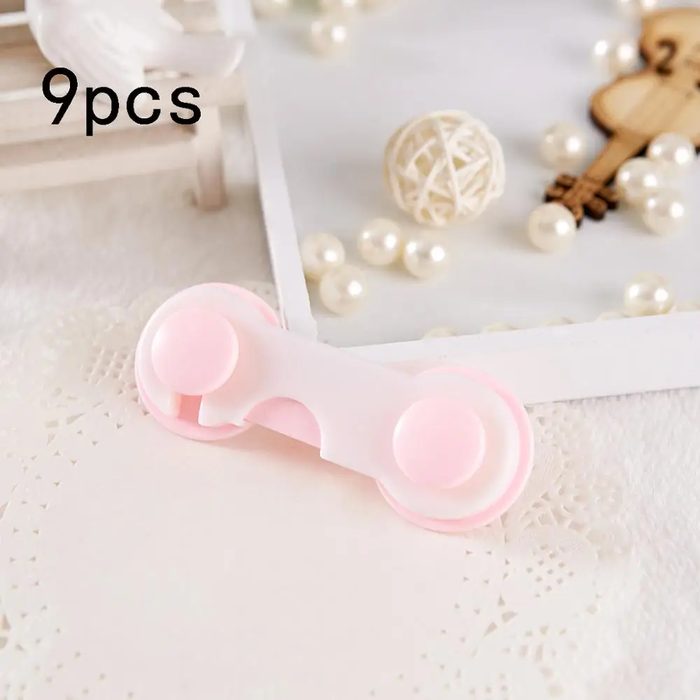 pink9p 3/6/9 шт. Пластмассовый креативный замок для безопасности ребенка, дверной ящик, шкаф для туалета, шкаф, защитные замки, защита для детей, новорожденных, безопасность - Цвет: pink9p